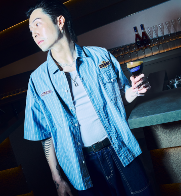 Rotten Paradise x Martell bartender shirt ice blue